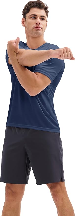 MAGCOMSEN 3 Pack Men's Short Sleeve Quick Dry Shirts Moisture Wicking UPF 50+ Athletic Running Gym Workout Swim T-Shirts