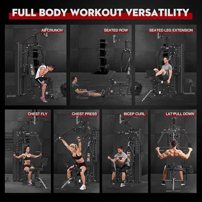 SPART Home Gym, Multifunctional Home Gym Equipment, Workout Station with 160LBS Weight Stack for Leg Press & Chest Fly, All in One Workout Machine Full Body Strength Training with Pulley System