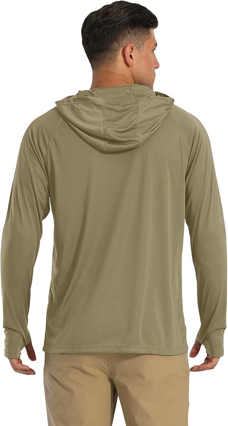 MAGCOMSEN Men's Hooded UPF 50+ Sun Protection T Shirts Long Sleeve Athletic Fishing Shirts Rash Guards