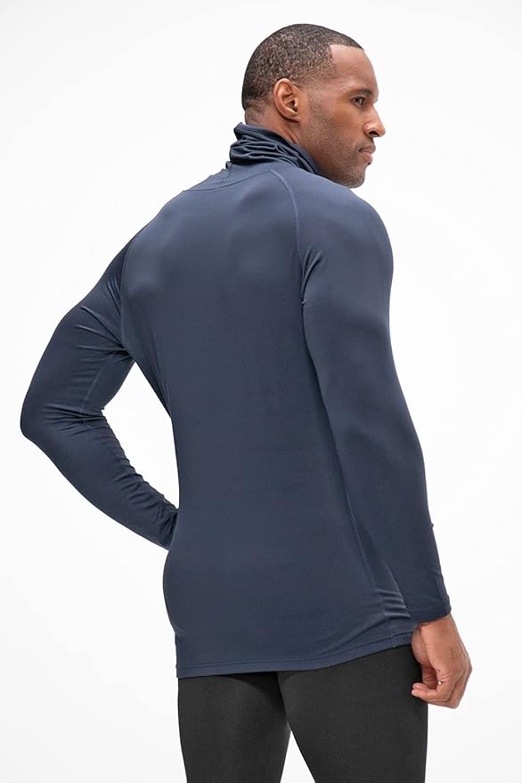 DEVOPS 2 Pack Men's Thermal Turtle Mock Neck Shirts, Compression Long Sleeve Tops and Hoodies
