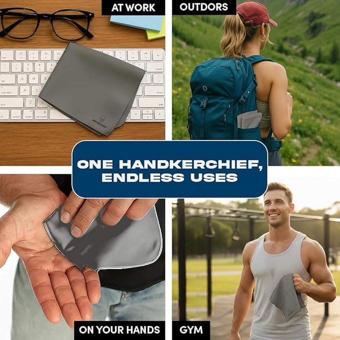 ARMORAY Sweat Absorbing Towel Handkerchief – Quick-Dry Microfiber Gym Towels for Face, Hands & Body – Workout Towel for Men, Sport Rag, Perfect for Tennis, Pickleball & Sauna Use by Women