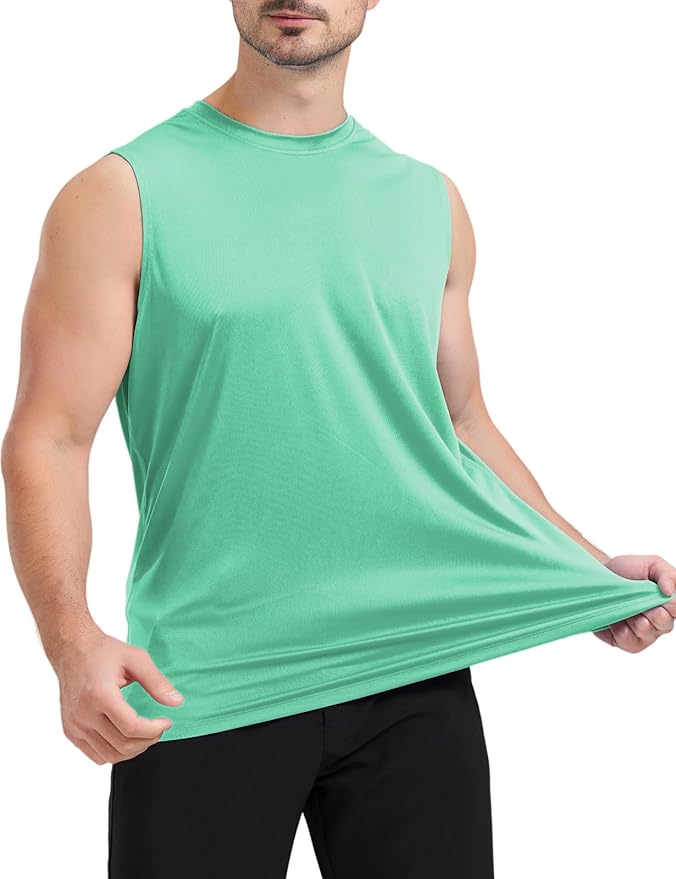 Men's Sleeveless UPF 50+ Swim Shirts Quick Dry Workout Tank Top UV Protection Running Gym Muscle T Shirts