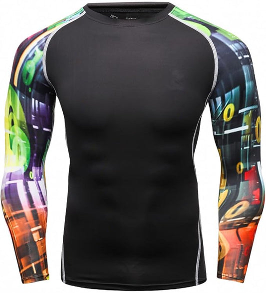 Men's Soft Slim Long Sleeve Dry-Fit Compression Gym Trainning Shirt