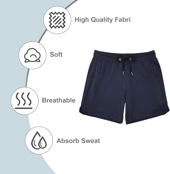 PIDOGYM Men's 5" Gym Workout Shorts,Fitted Jogging Short Pants for Bodybuilding Running Training with Zipper Pockets