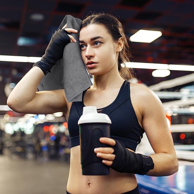 Orighty Gym Towels, Highly Absorbent Sweat Towels, Soft and Quick Drying Gym Towel for Daily Use, Multi-Purpose Towel for Sport, Salon, Spa, Hotel, 16 x 27 Inch, Grey, 6 Pack