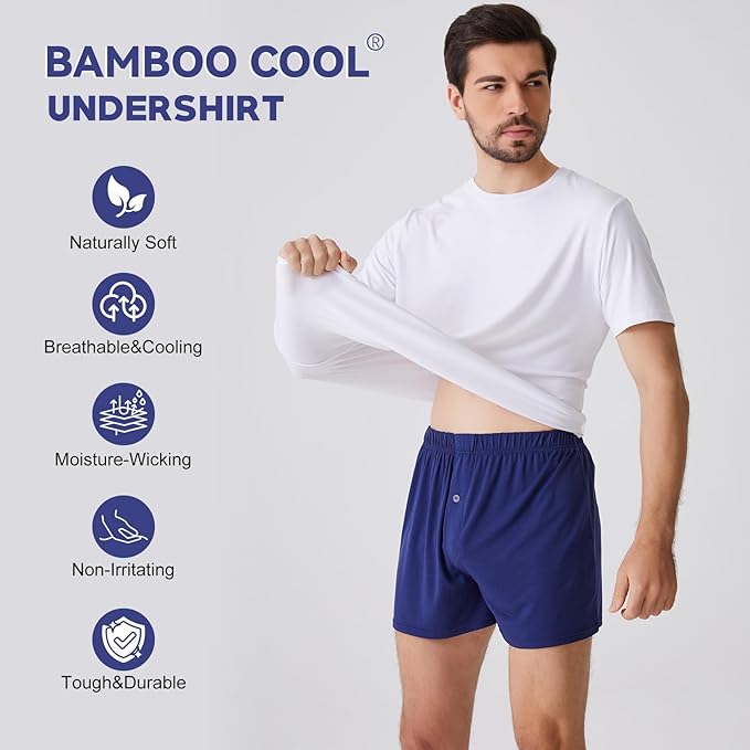 BAMBOO COOL Men's Undershirt Moisture-Wicking T-Shirts Stretch Crewneck Soft Tees for Men,3 Pack