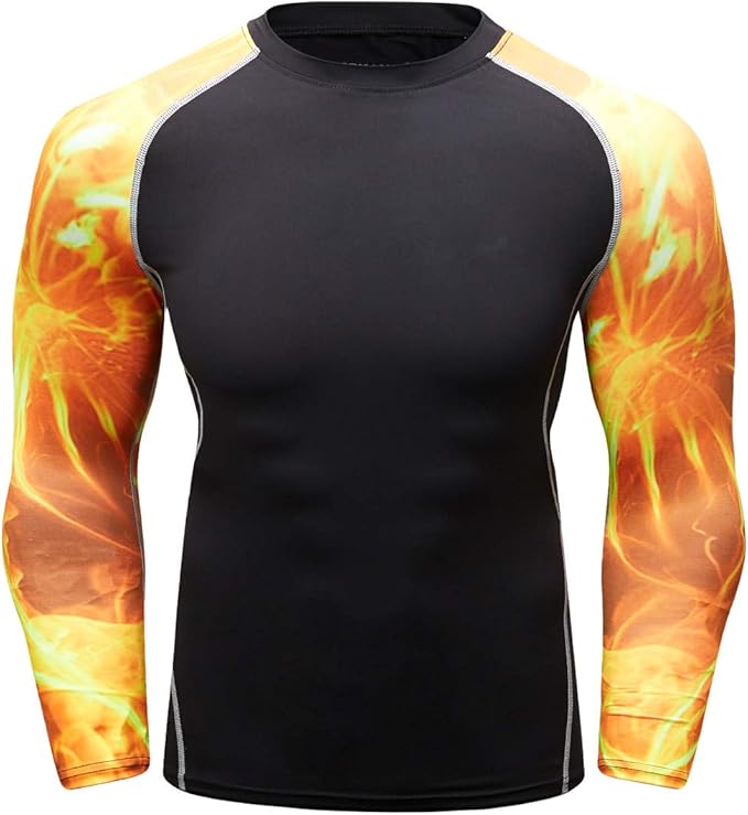 Men's Soft Fit Long Sleeve Workout Rashguard Cool Dry Compression Fitness Shirt
