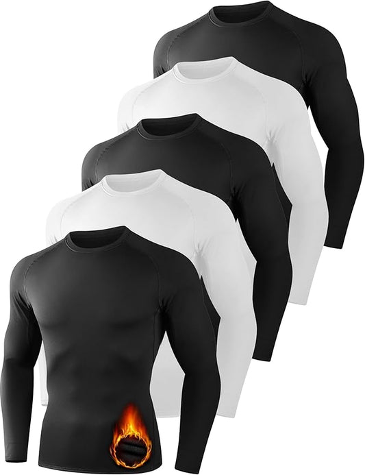 Dalavch 4/5 Pack Thermal Compression Shirts for Men Long Sleeve Running Gear Undershirt Base Layer for Winter Cold Weather