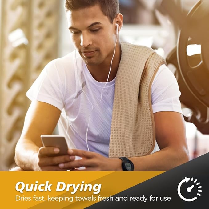 HOMEXCEL 4 Pack Gym Towels, Microfiber Yoga Towels for Bathroom, Ultra Soft, Highly Absorbent and Quick Dry Towel for Gym, Shower, Fitness, Spa 15 x 25 Inch