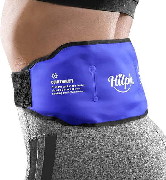 Hilph Low Back Ice Pack Wrap for Pain Relief, Reusable Ice Pack Belt Hot Cold Therapy for Low Back Pain, Lumbar Surgery, Sciatic Nerve, Coccyx, Tailbone Pain (Blue)