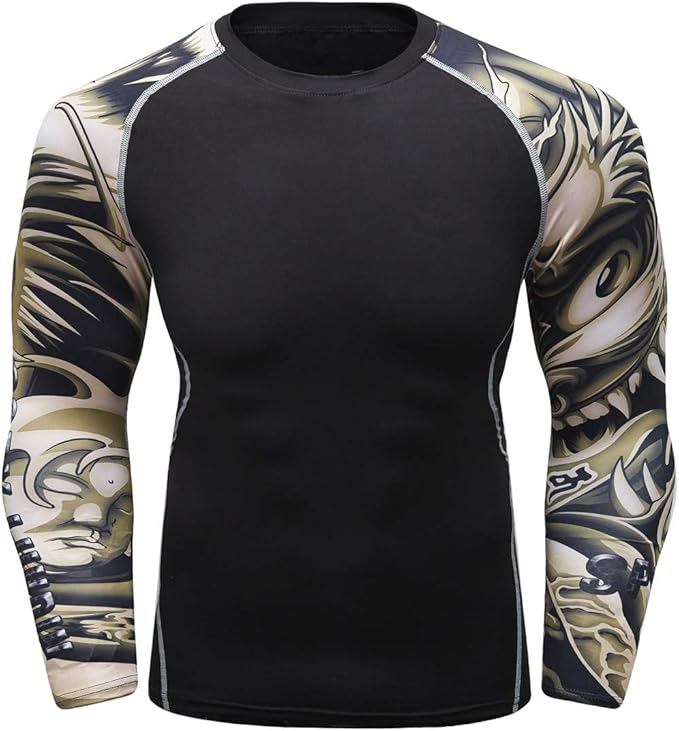 Men's Soft Fit Long Sleeve Workout Rashguard Cool Dry Compression Fitness Shirt