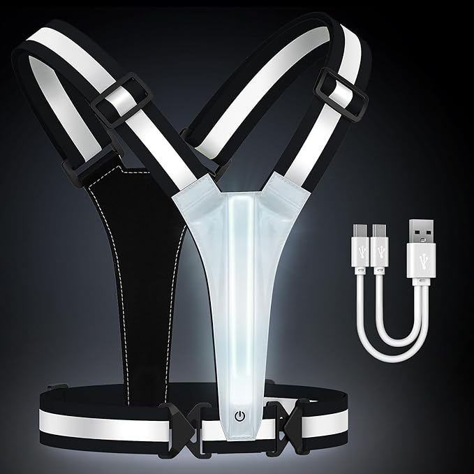 LED Reflective Running Vest Gear,Light Up Vest Runners Night Walking USB Rechargeable,Up to 11hrs Light with Adjustable Waist/Shoulder for Women Men Kids