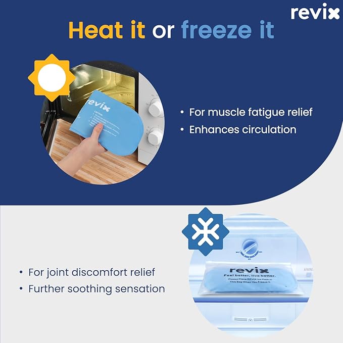 REVIX Cold Packs for Injuries, 2 Gel Packs, Soft and Flexible Hot & Cold Compress Large Ice Pack Wraps for Back, Knee, Leg and Ankle, Enhancing Comfort and Soothing Fatigue, 12" x 6"