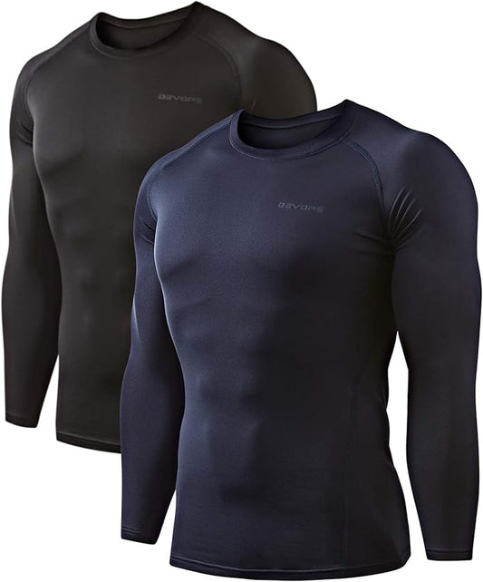 DEVOPS 2 Pack Men's Thermal Long Sleeve Compression Shirts
