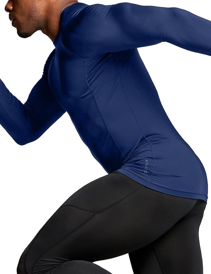 ATHLIO Men's UPF 50+ Long Sleeve Compression Shirts, Water Sports Rash Guard Base Layer, Athletic Workout Shirt