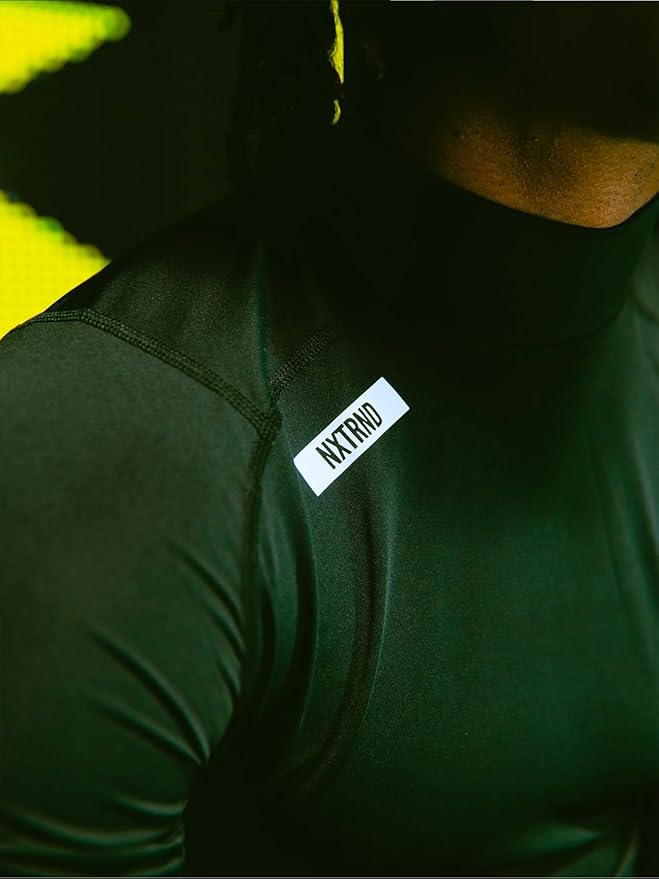 Nxtrnd Men's Turtleneck Compression T-Shirt, Short Sleeve Mock Neck