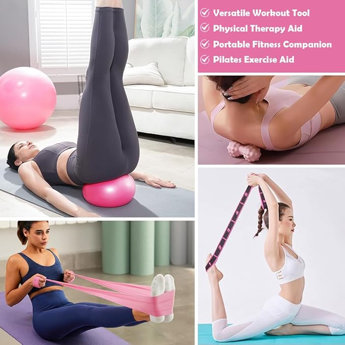 Pro Pilates Ring Set with 16+ Pieces - 14" Anti-Deformation Magic Circle, Resistance Bands, Yoga Ball, Guide & Bag for Home Workouts, Toning & Flexibility (for Women & Men)