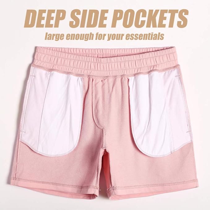 maamgic Mens Athletic Gym Shorts 5.5" Elastic Waist Casual Pajama Pocket Jogger Men Workout Short Pants