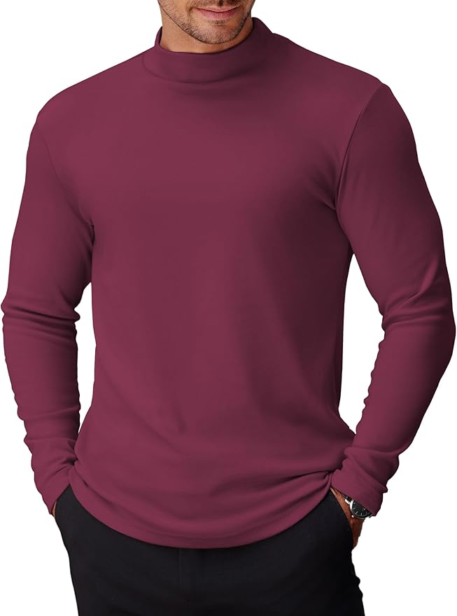COOFANDY Mens Mock Turtleneck Long Sleeve Shirts Basic Thermal Turtle Neck Undershirt Lightweight Pullover Sweaters Top