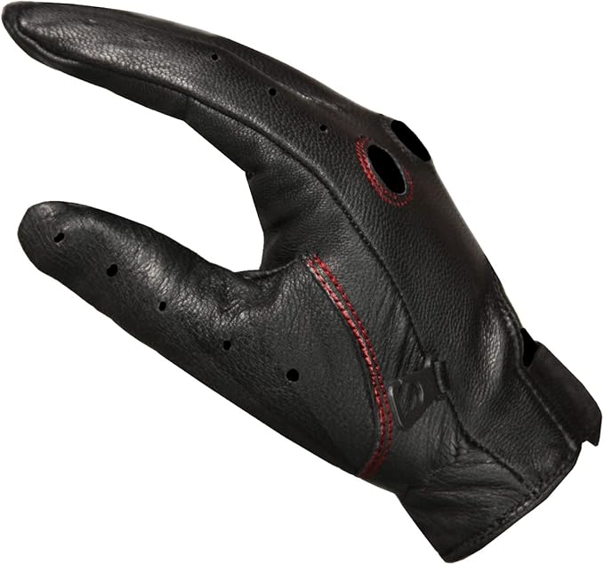 New Biker Police Leather Motorcycle Driving Riding Racing Gloves Real Natural Leather Touchscreen Ventilation Men Women Automotive ATV Dirt Bike Cycling Comfortable Adjustable BlackRed XXL