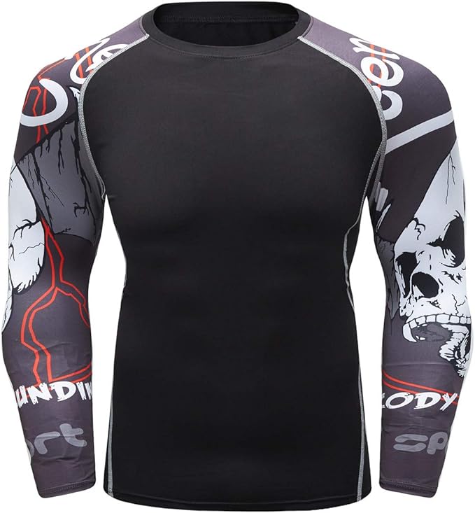Men's Soft Fit Long Sleeve Workout Rashguard Cool Dry Compression Fitness Shirt