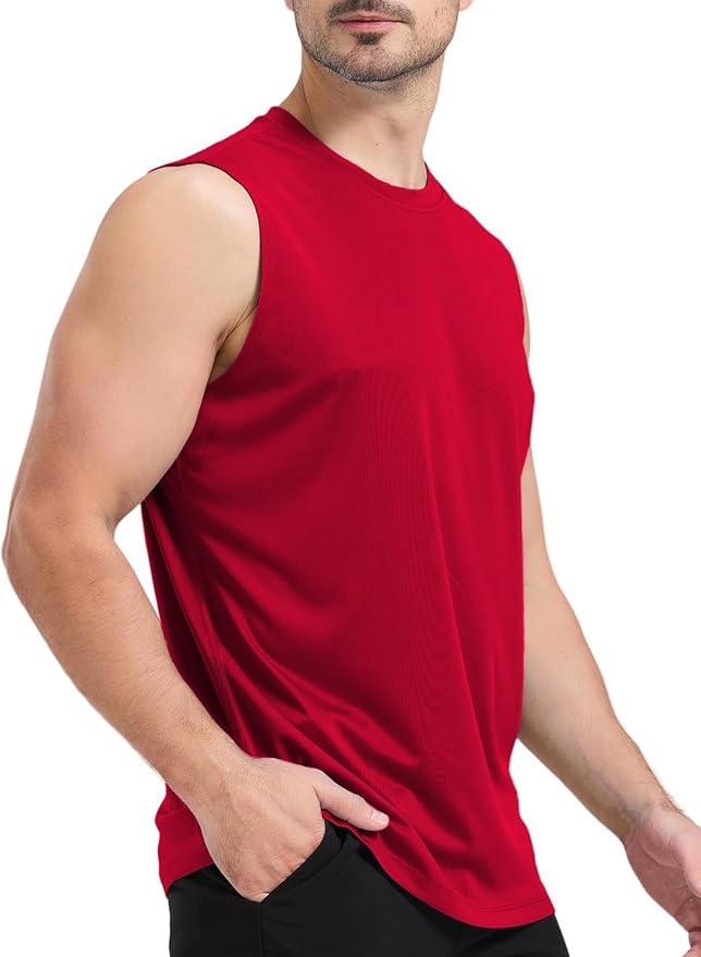 Men's Sleeveless UPF 50+ Swim Shirts Quick Dry Workout Tank Top UV Protection Running Gym Muscle T Shirts