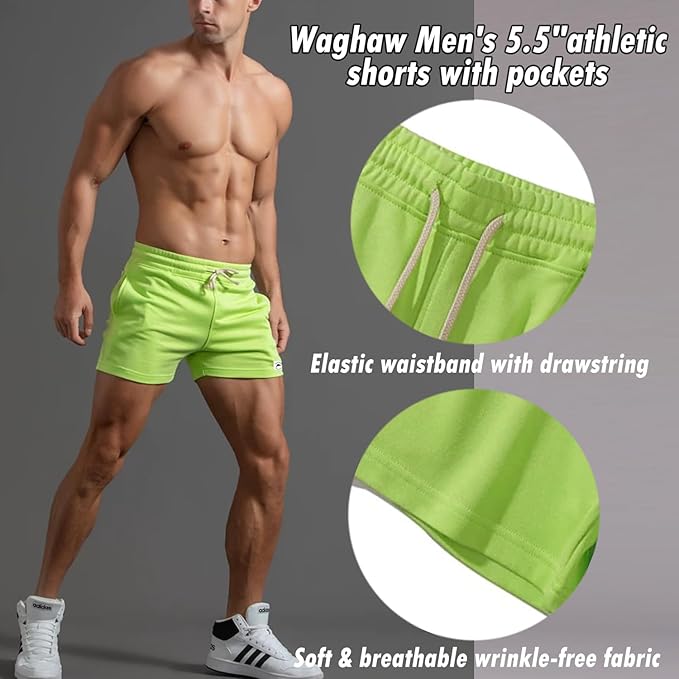 Mens 5 Inch/7 Inch Cotton Shorts Mens Sweat Athletic Shorts for Men Gym Worket Shorts with Pockets