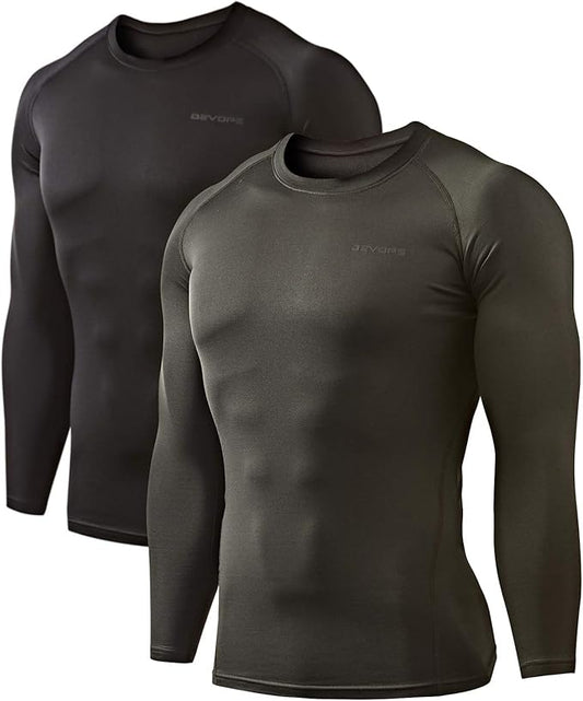 DEVOPS 2 Pack Men's Thermal Long Sleeve Compression Shirts