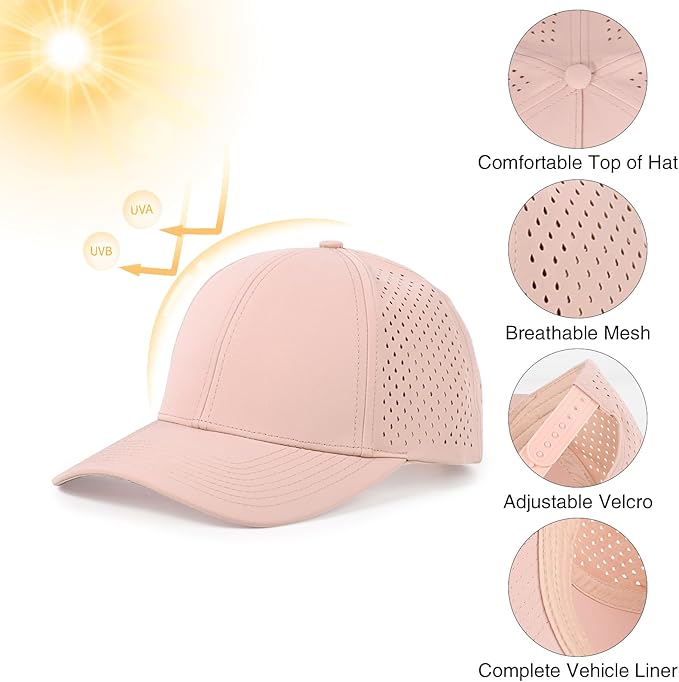Quick Dry Baseball Cap Curved Brim Snapback Hat Laser Cut Mesh Ball Cap Golf Ball Cap for Men Women