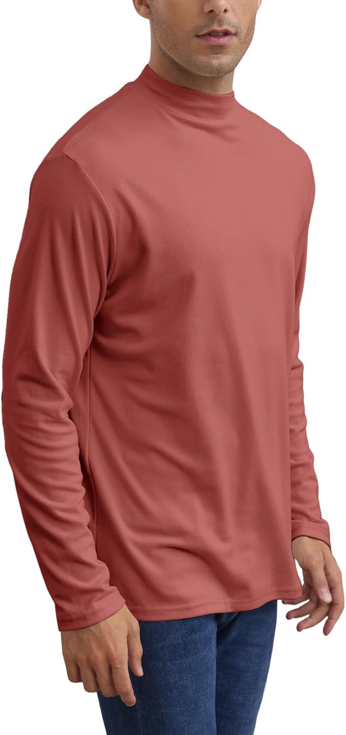 Mens Casual Mock Turtleneck T-Shirts Long Sleeve Thermal Stretchy Pullover Basic Lightweight Undershirt Sweater Tops
