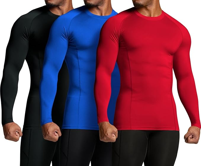 ATHLIO Men's UPF 50+ Long Sleeve Compression Shirts, Water Sports Rash Guard Base Layer, Athletic Workout Shirt