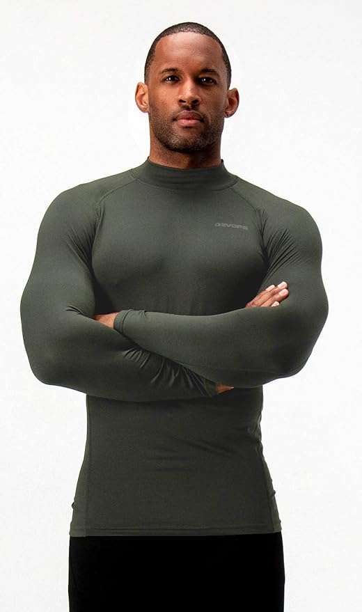DEVOPS 2 Pack Men's Thermal Turtle Mock Neck Shirts, Compression Long Sleeve Tops and Hoodies