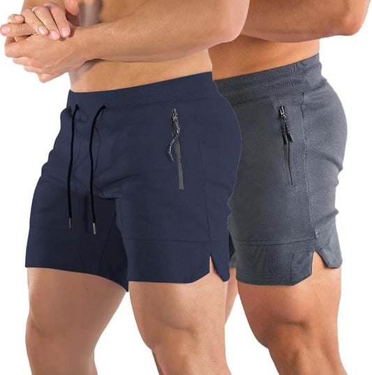 PIDOGYM Men's 5" Gym Workout Shorts,Fitted Jogging Short Pants for Bodybuilding Running Training with Zipper Pockets