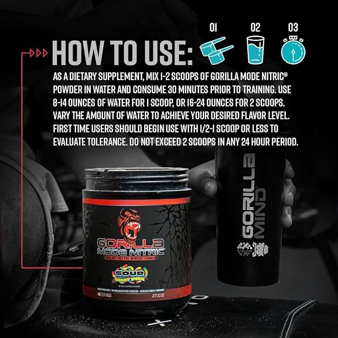 Gorilla Mind - Gorilla Mode Nitric Upgraded Stimulant Free Pre-Workout – Best Tasting & Most Effective Stimulant Free Pre-Workout/Massive Pump · Vasodilation · Power / 780 Grams (BlackBerry Lemonade)