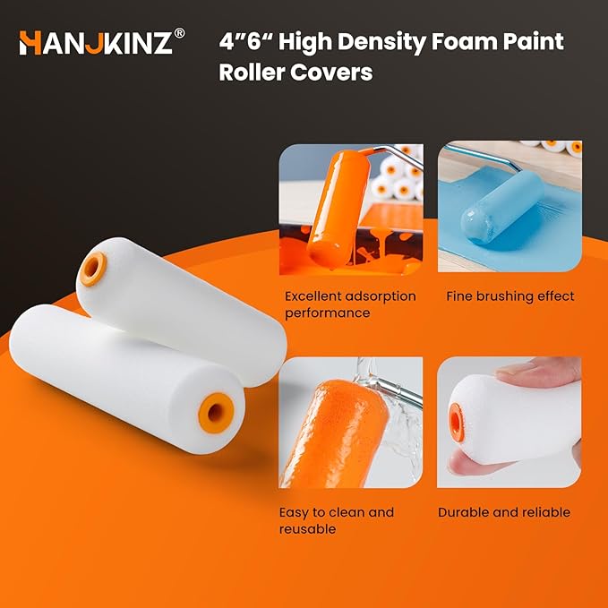 Foam Paint Roller, 28 Pack, 4 Inch and 6 Inch Mini Paint Roller Covers, High Density Foam Paint Roller, Small Paint Rollers for All Flat Surfaces, Suitable for Wall, Doors