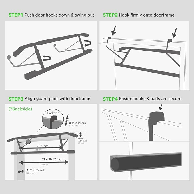 Pull Up Bar for Doorway,2024 Upgrade Multi-Grip Hanging Bar for Home Gym, Max Capacity 440 lbs Multifunctional Portable Chin Up Bar - USA Original Patent, Designed, Shipped, Warranty