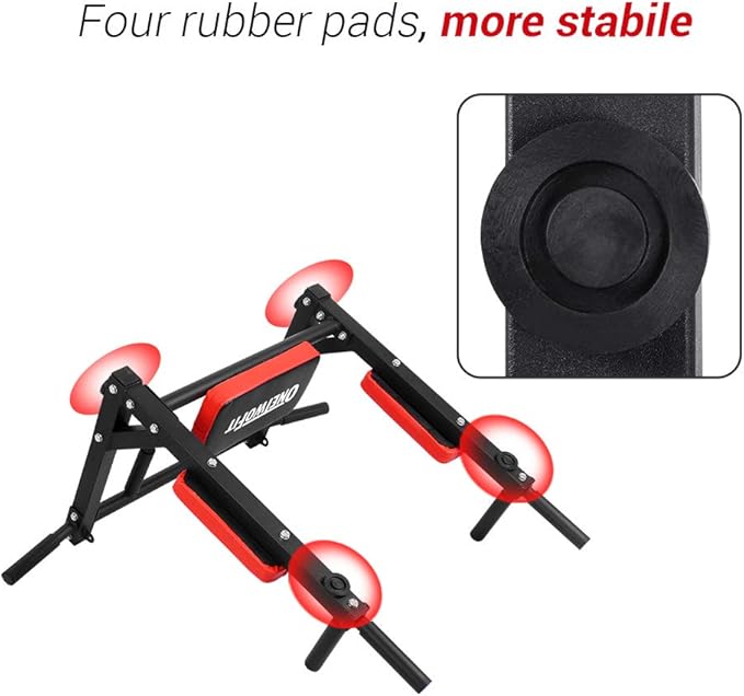 OneTwoFit Multifunctional Wall Mounted Pull Up Bar Chin Up bar Dip Station for Indoor Home Gym Workout, Power Tower Set Training Equipment Fitness Dip Stand Supports to 440 Lbs OT126