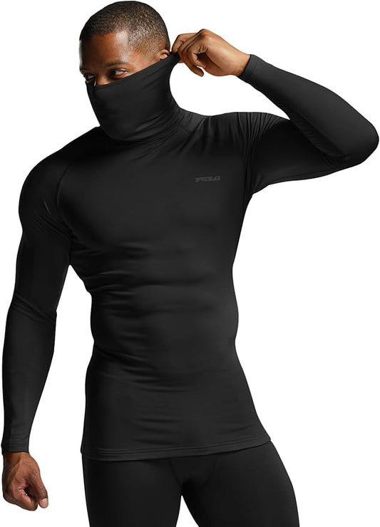 TSLA Men's Thermal Long Sleeve Compression Shirts, Mock/Turtleneck Winter Sports Running Base Layer Top