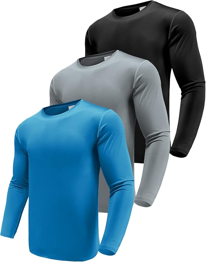 Men's 1, 3 or 5 Pack Performance Long Sleeve T-Shirts, UPF 50+ Sun Protection Shirts, Athletic Gym Workout Shirts for Running
