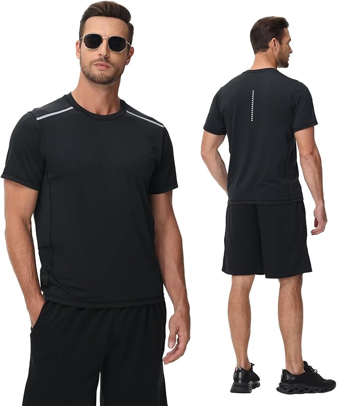 Yundobop Men's Athletic Workout T-Shirt Breathable Short Sleeve UPF 50+ Running Tee