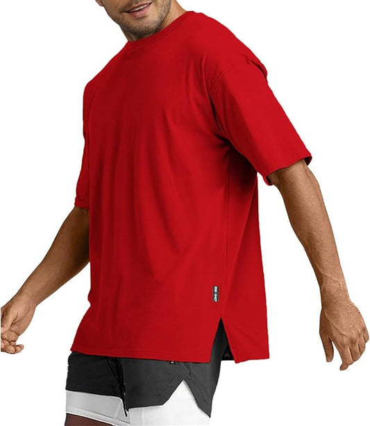 Men's Oversized Workout T-Shirts Lightweight Quick Dry Short Sleeve Tshirts Crew Neck Loose Fit Athletic Tops