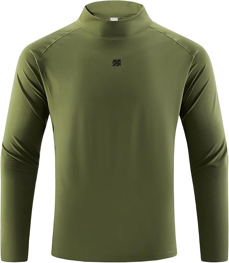 Mens Long Sleeve Turtleneck Workout Shirts Moisture Wicking Mock Neck Double Sides Brushed T-Shirts