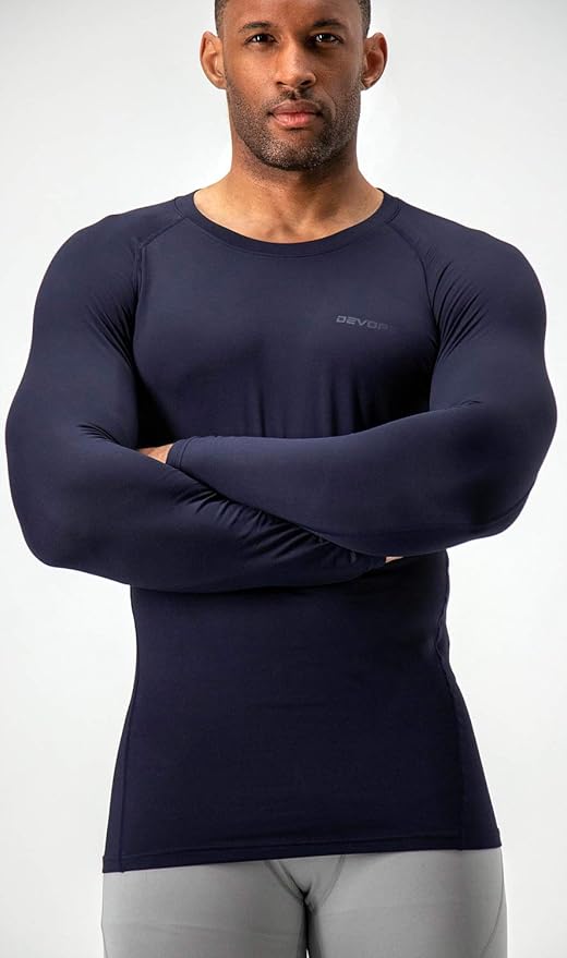 DEVOPS 2 Pack Men's Thermal Long Sleeve Compression Shirts