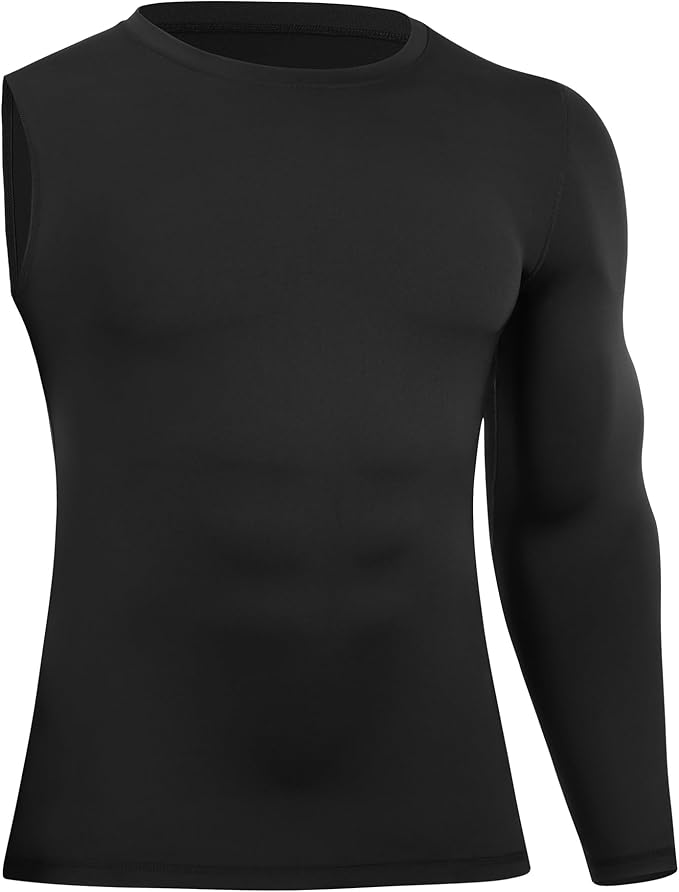 Runhit Men's Basketball One Arm Compression Shirts Long Sleeve 1/2 Single Arm Athletic Undershirt Workout Base Layer Top
