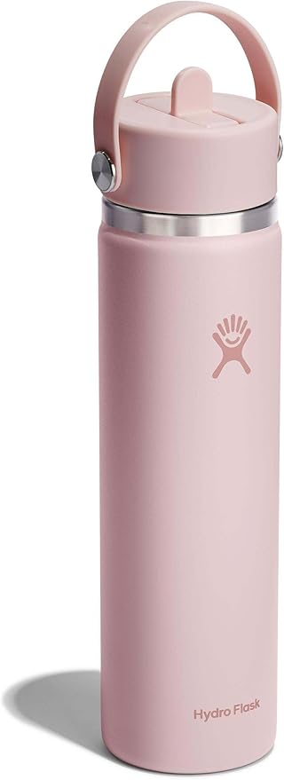 Hydro Flask Water Bottle - Insulated Stainless Steel - Wide Mouth Flex Straw Lid, Non Spill, Leakproof and Refillable in 24 Oz Tonal Trillium