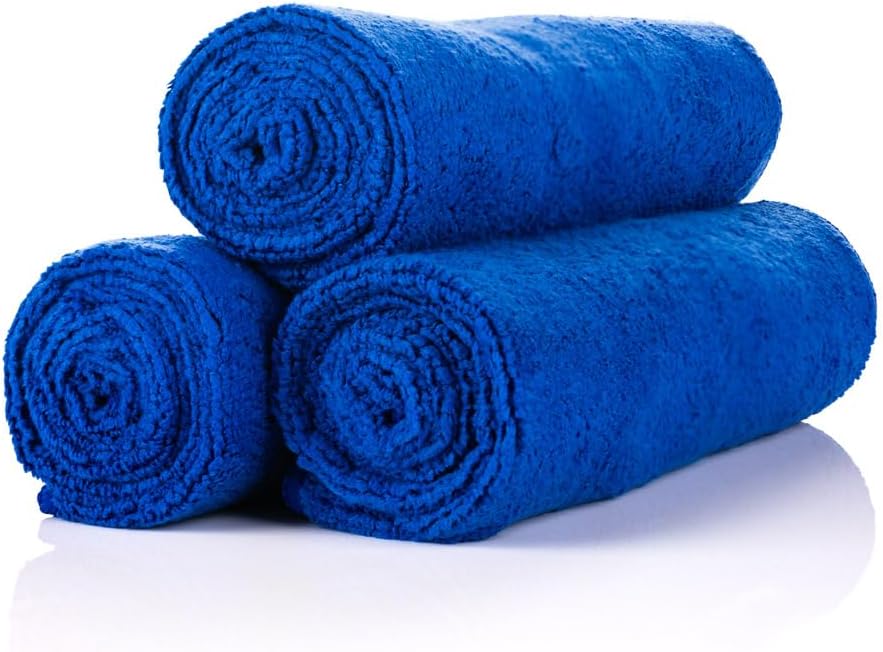 The Rag Company - Sport & Workout Towel - Gym, Exercise, Fitness, Spa, Ultra Soft, Super Absorbent, Fast Drying Premium Microfiber, 320gsm, 16in x 27in, Royal Blue (3-Pack)