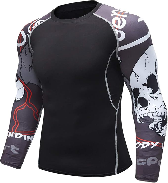Men's Soft Fit Long Sleeve Workout Rashguard Cool Dry Compression Fitness Shirt