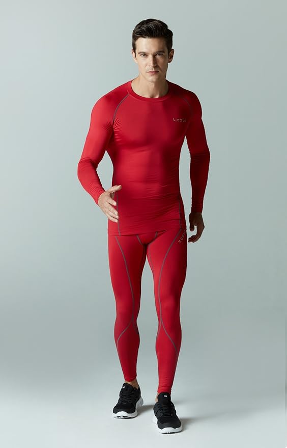 TSLA Men's Thermal Long Sleeve Compression Shirts, Athletic Base Layer Top, Winter Gear Running T-Shirt