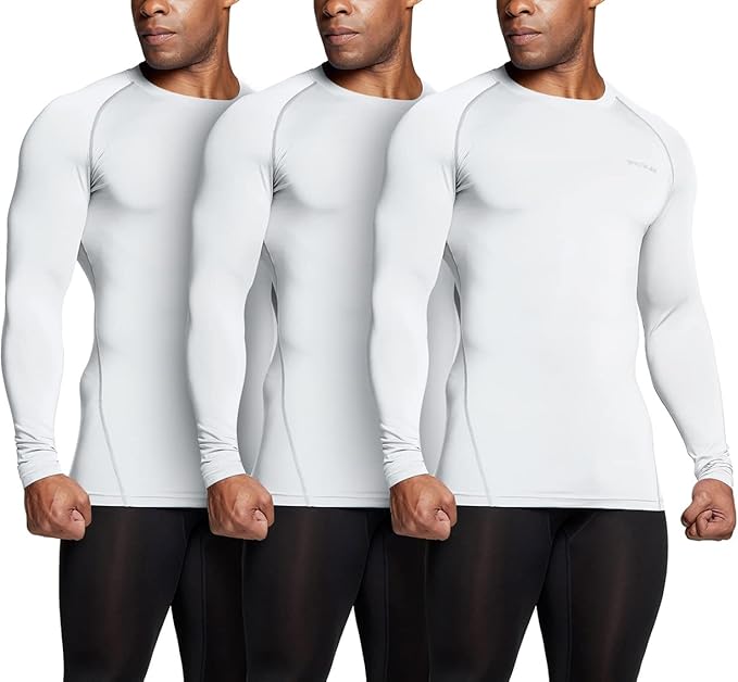 TSLA Men's UPF 50+ Compression Shirts, Cool Dry Long Sleeve Athletic Tops, Sports Baselayer Workout Shirt