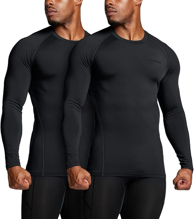 TSLA Men's Thermal Long Sleeve Compression Shirts, Athletic Base Layer Top, Winter Gear Running T-Shirt